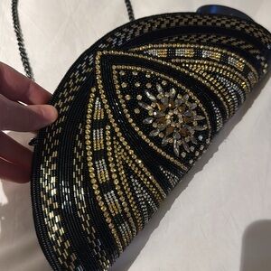 Mary Frances Vintage Bling Black Clutch Bag Purse